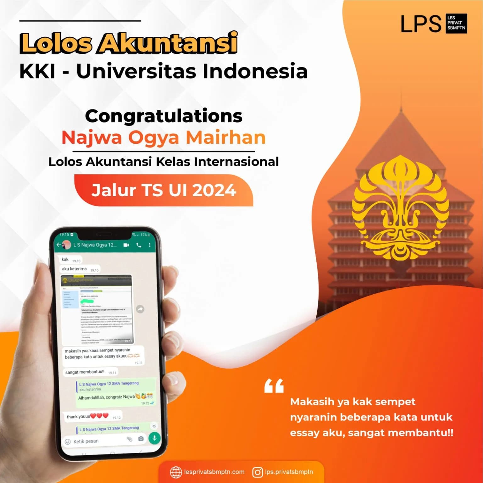 Kisah Sukses Najwa Ogya lolos TS UI