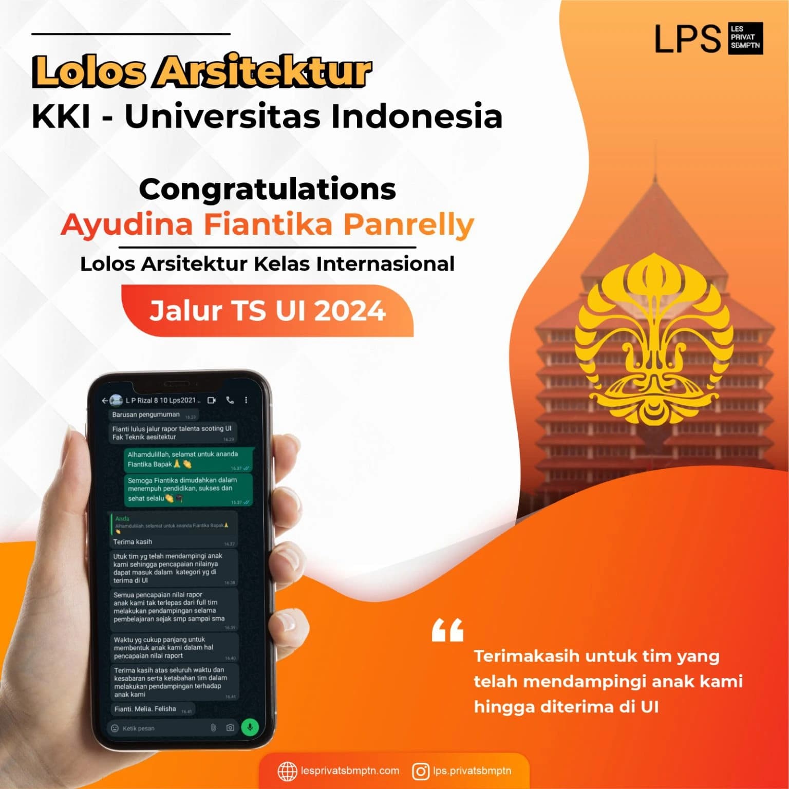 Kisah Sukses Ayudina Fiantika Panrelly lolos TS Universitas Indonesia