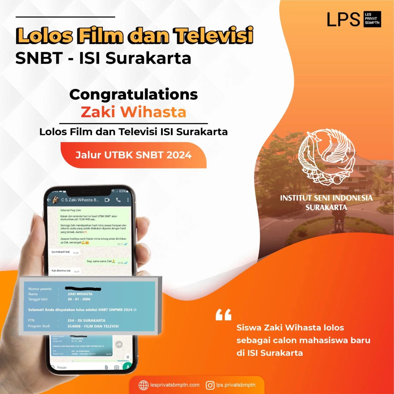 Kisah Sukses Zaki Wihasta lolos UTBK SNBT 2024
