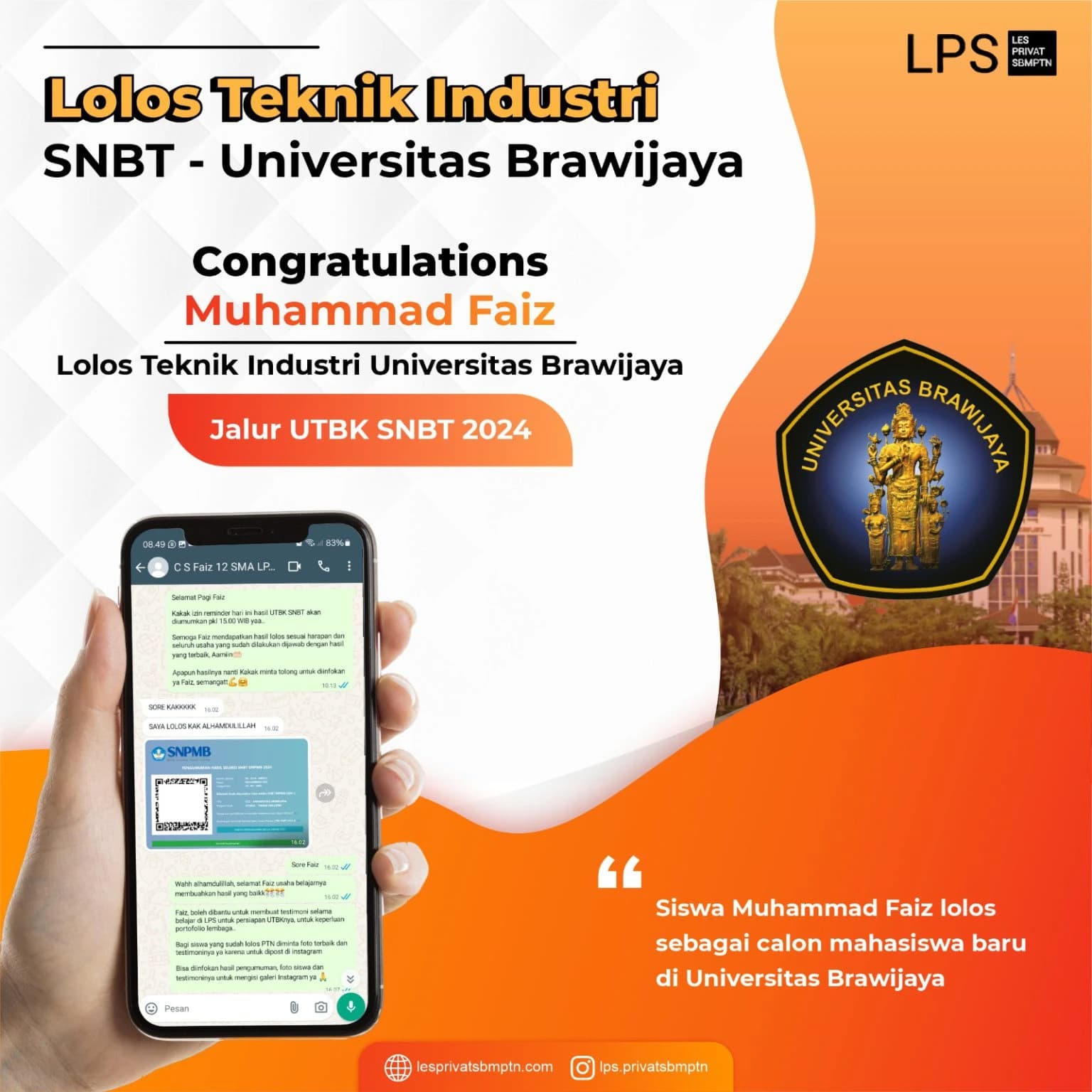 Kisah Sukses Muhammad Faiz lolos UTBK SNBT 2024
