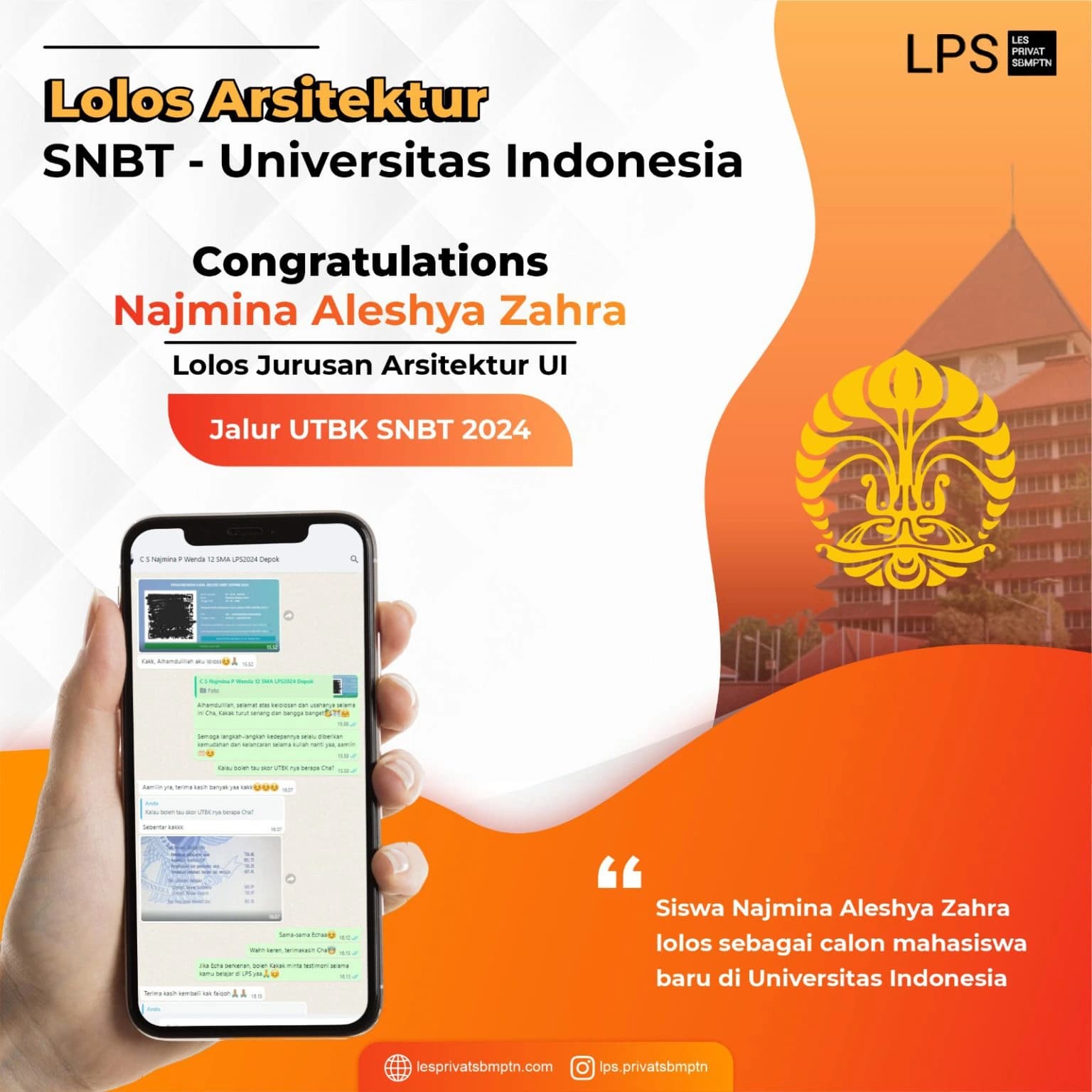 Kisah Sukses Najmina Alesha Zahra lolos UTBK SNBT 2024