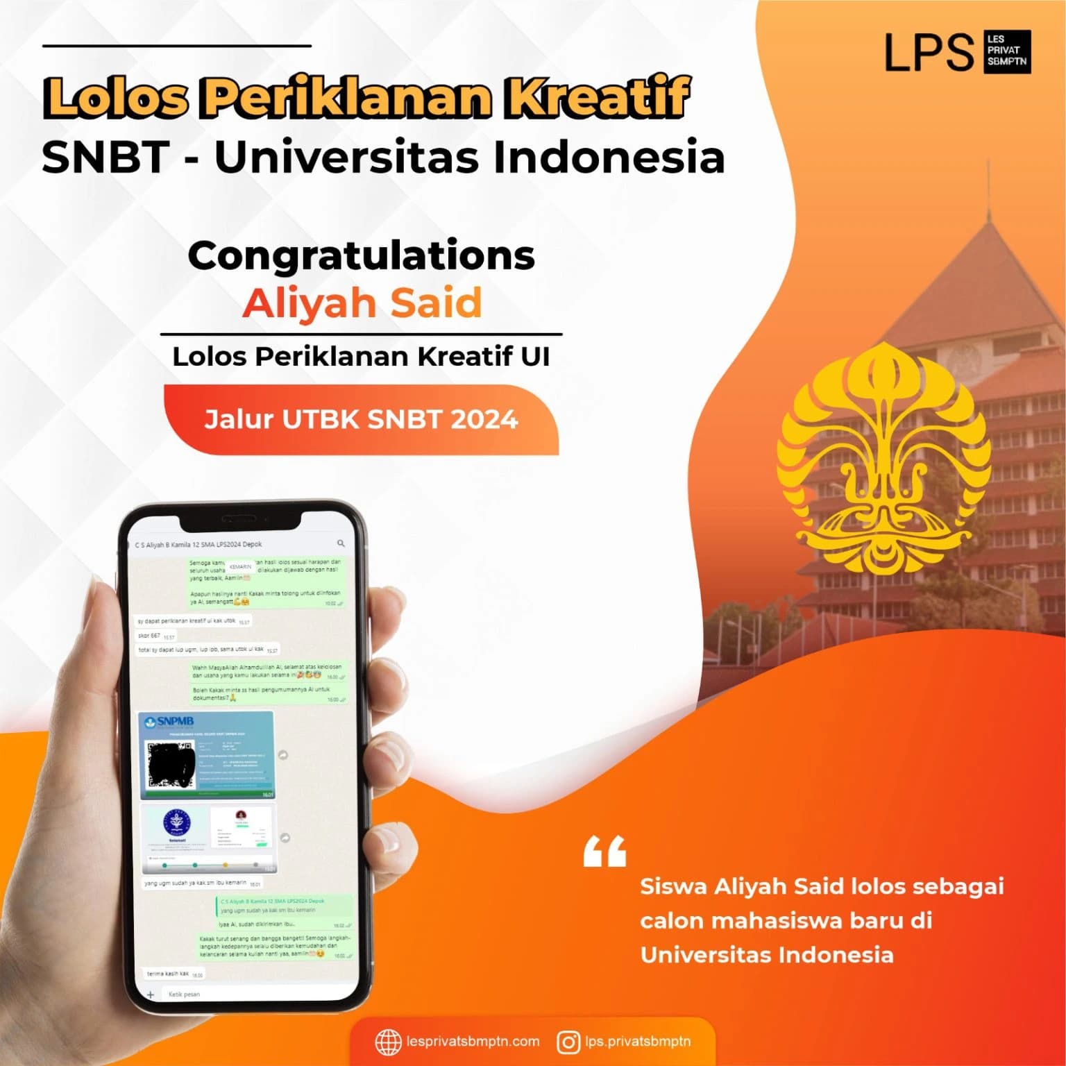 Kisah Sukses Aliyah Said lolos UTBK SNBT 2024