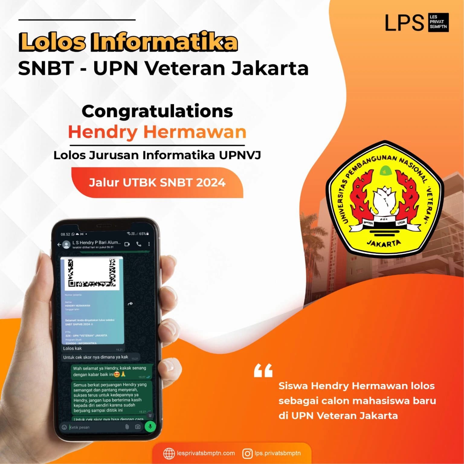 Kisah Sukses Hendry Hermawan lolos UTBK SNBT 2024