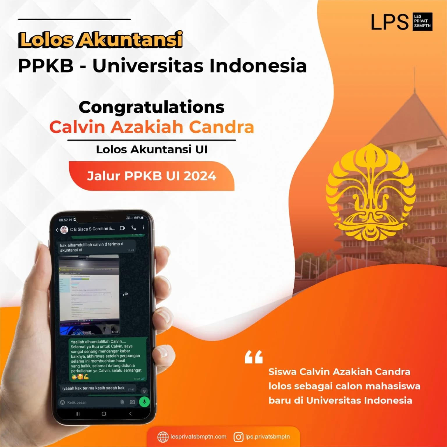 Kisah Sukses Calvin Azakiah Candra lolos PPKB UI 2024