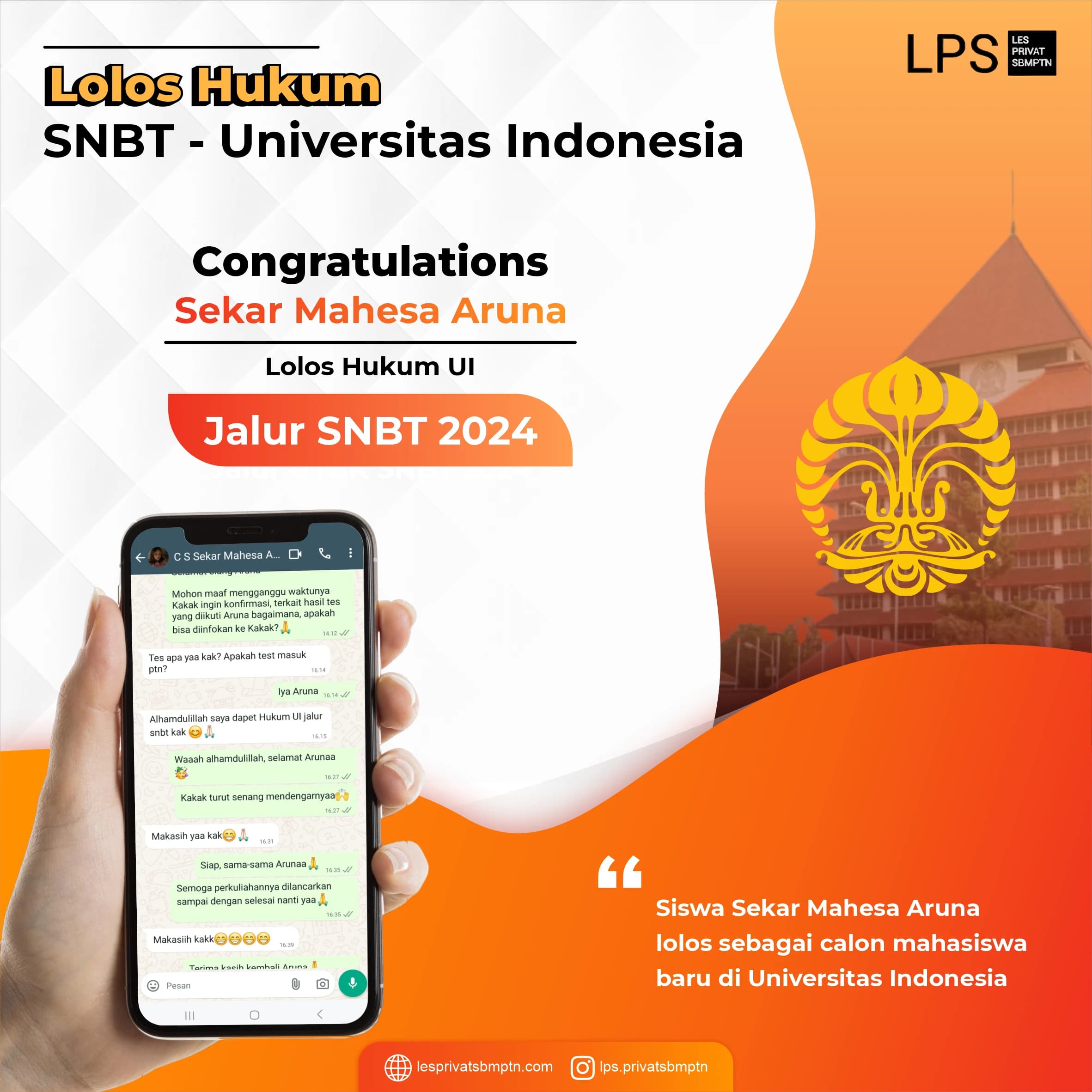 Kisah Sukses Sekar Mahesa Aruna lolos Jalur SNBT 2024