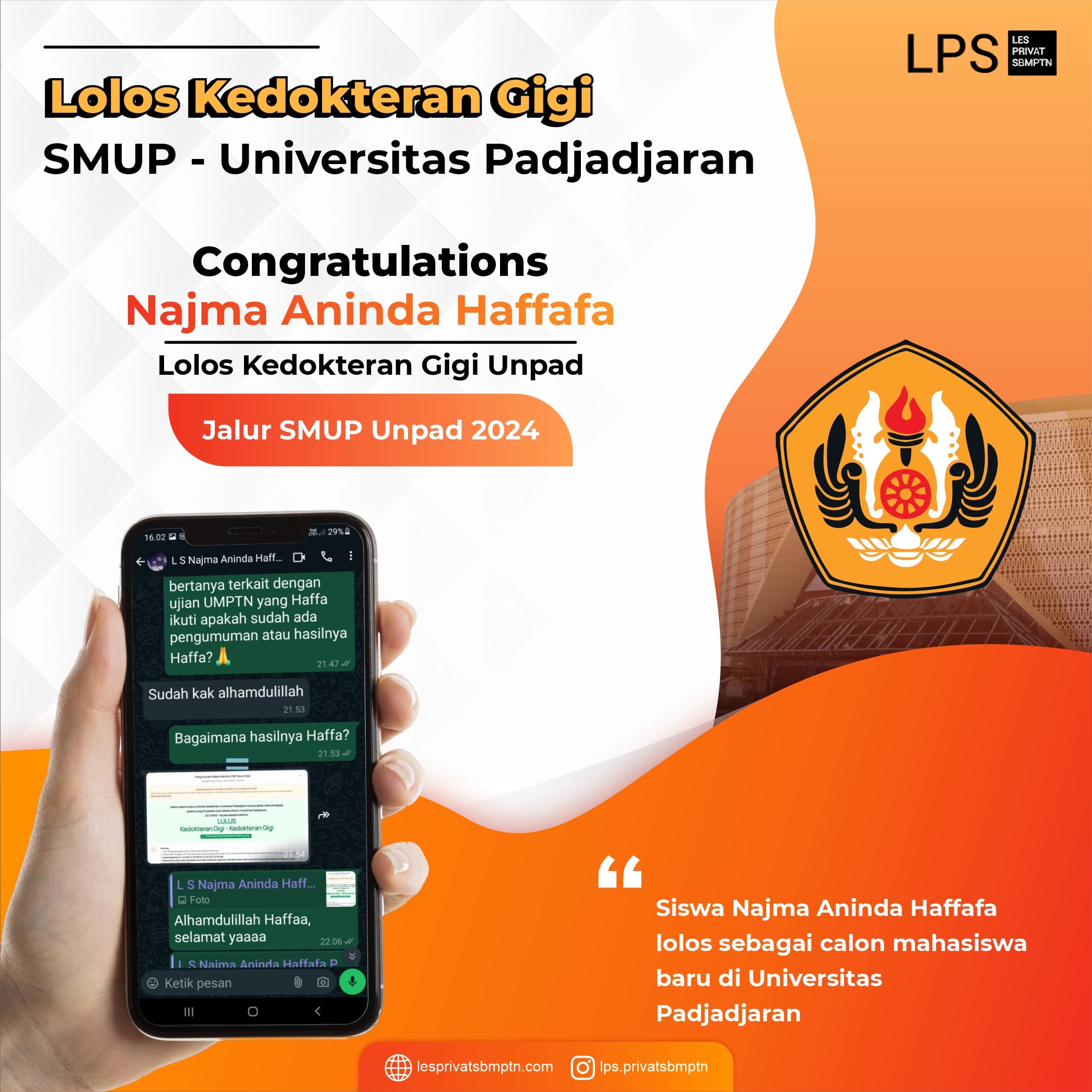 Kisah Sukses Najma Aninda Haffafa lolos SMUP Unpad 2024