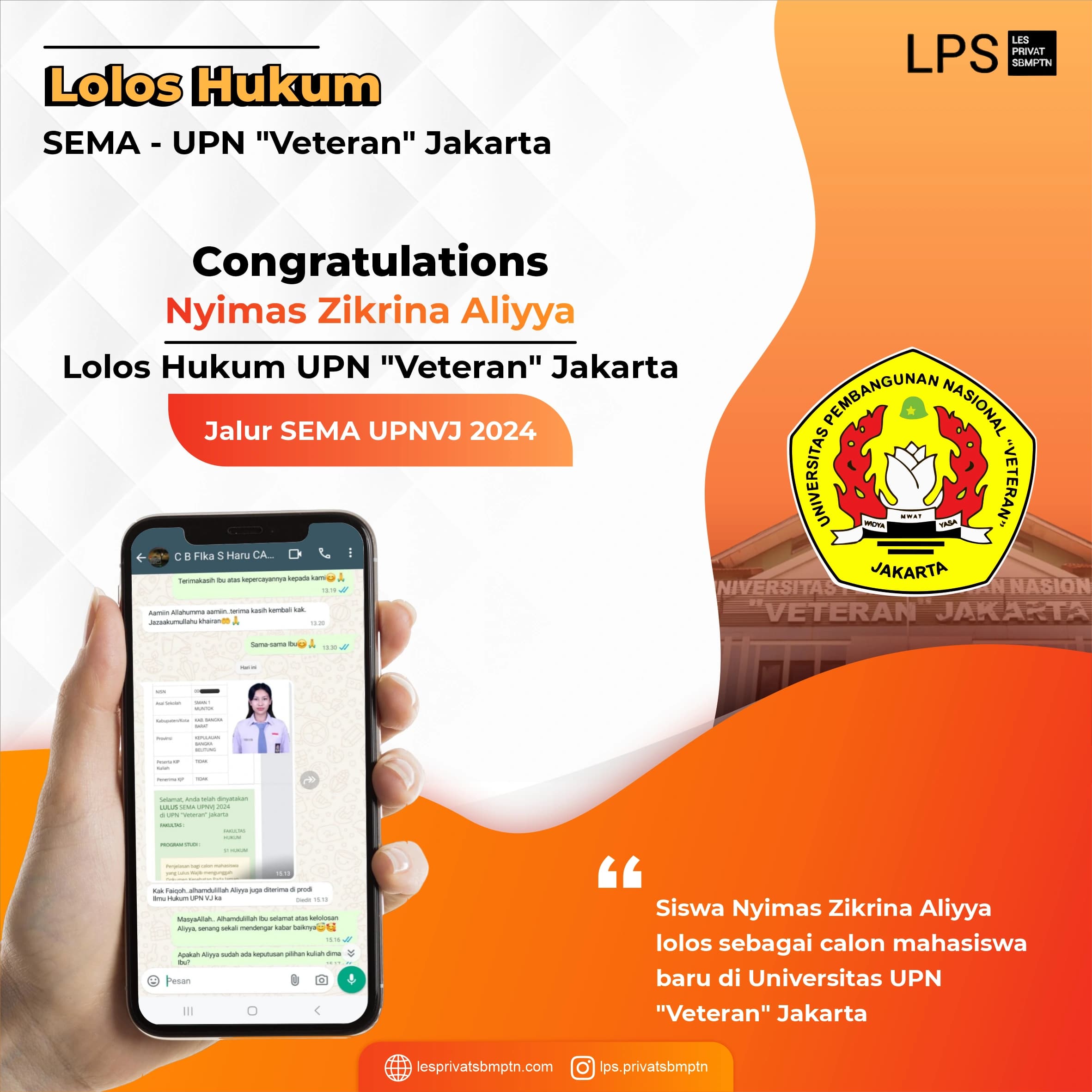 Kisah Sukses Nyimas Zikrina Aliyya lolos SEMA UPNVJ 2024